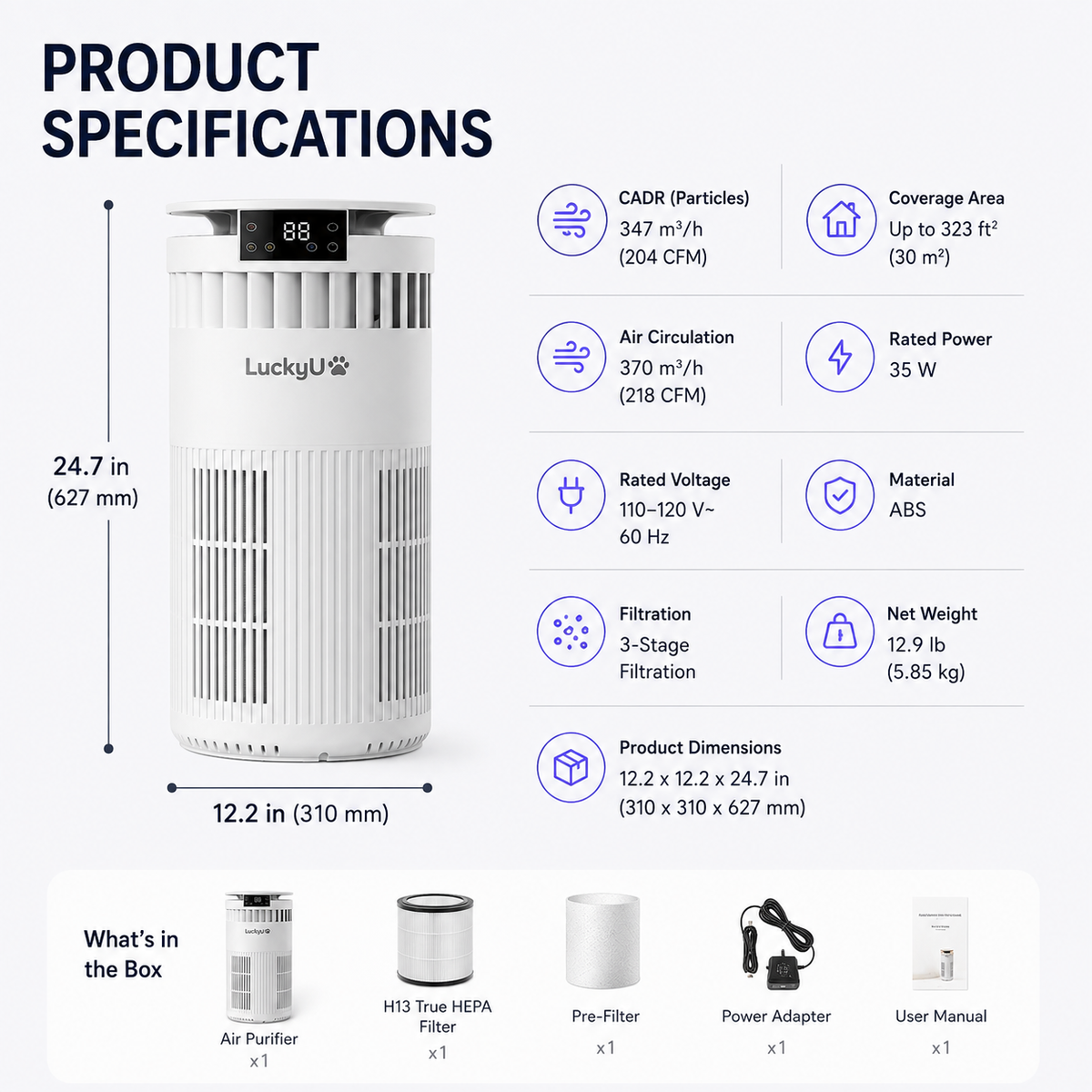 LuckyU Air Purifier Ultra-Quiet