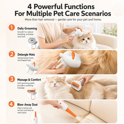 LuckyU 4-in-1 Smart Pet Grooming Brush