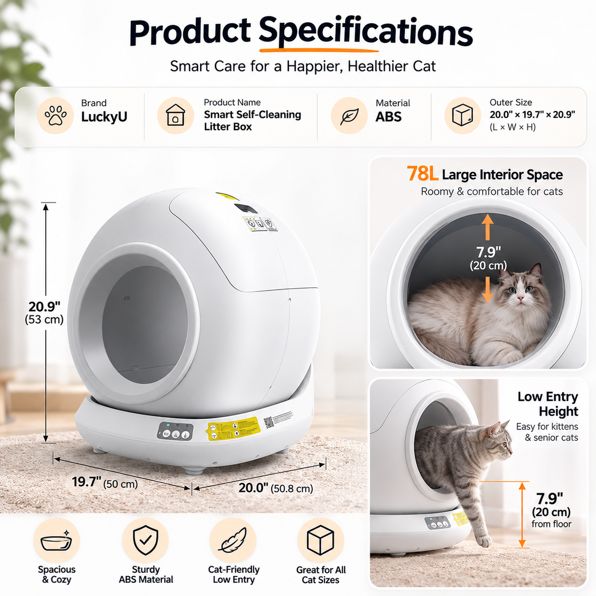 LuckyU Smart Self-Cleaning Litter Box